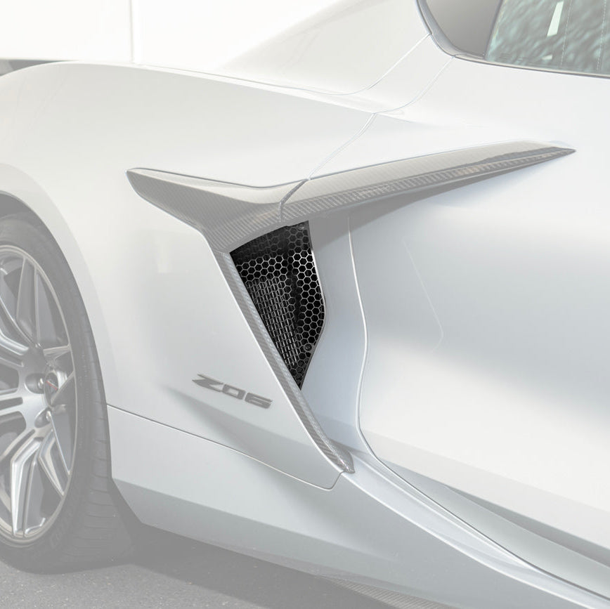 Corvette C8 Z06 & E-Ray Rear Side Intake Mesh Grilles | Aluminum