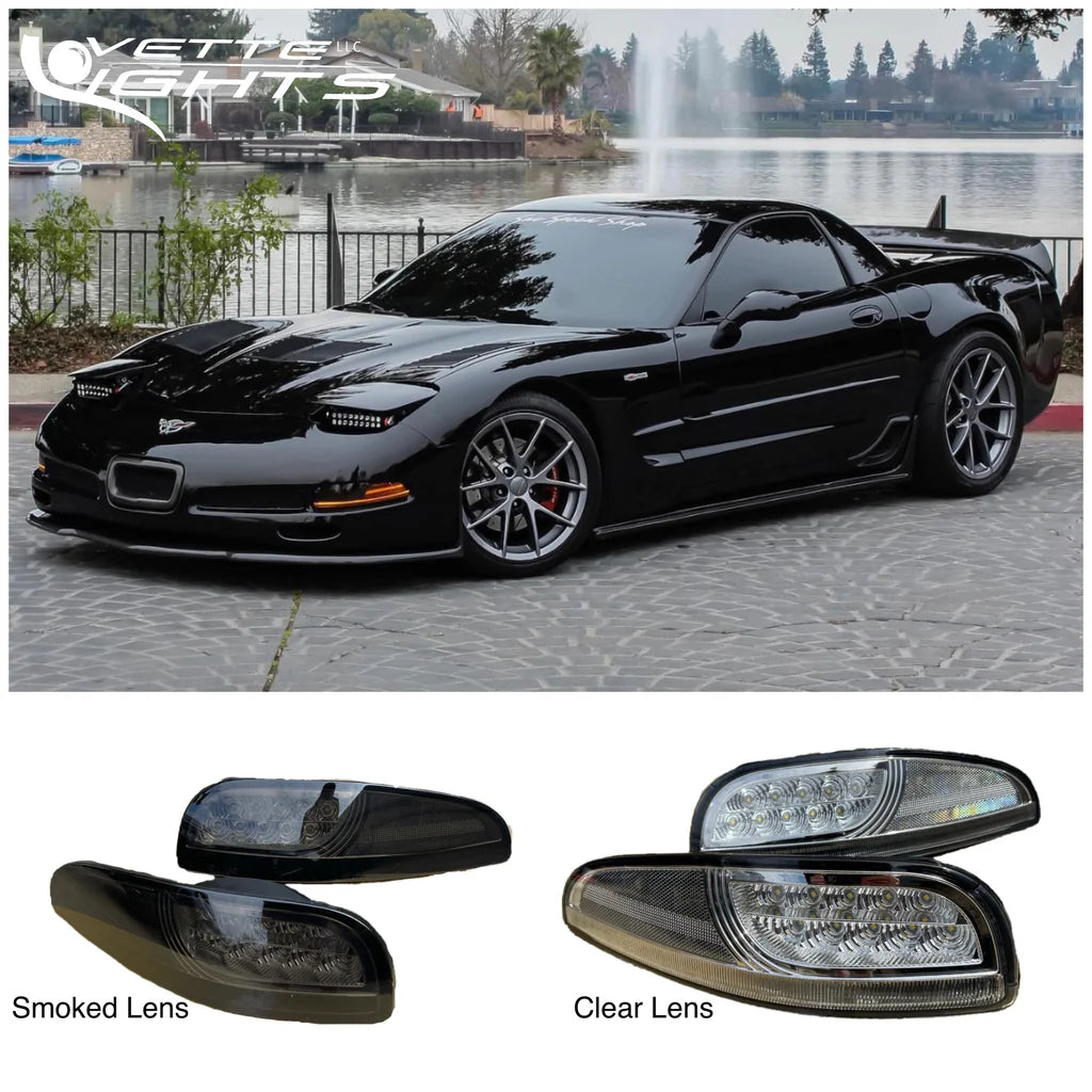 1997-2004 Corvette C5 Laser LED Parking Light Corner Assemblies - Smoke - CA main image 1