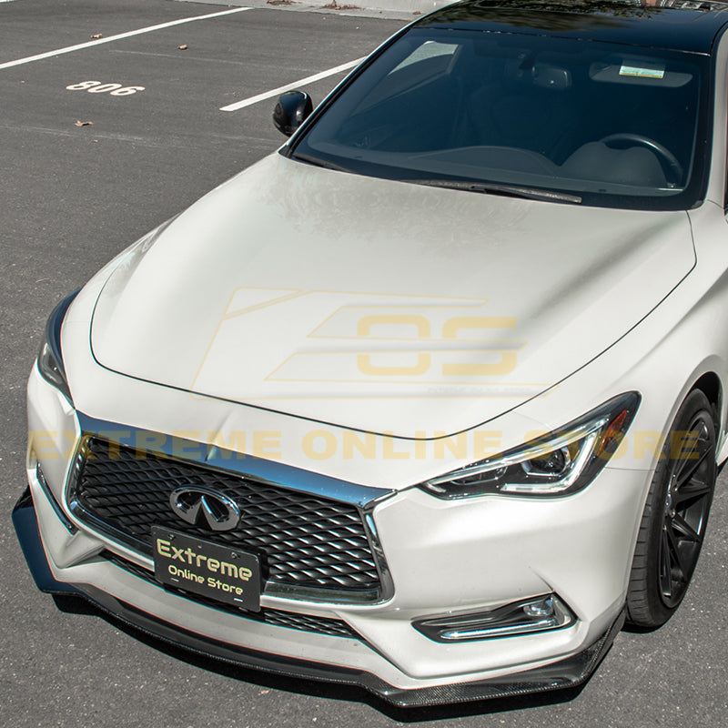 Front Bumper Lip Splitter Spoiler + Side Skirts +Strut Rods For Infiniti Q50 Q60 Front Bumper Lip Splitter Spoiler + Side Skirts +Strut Rods For Infiniti Q50 Q60