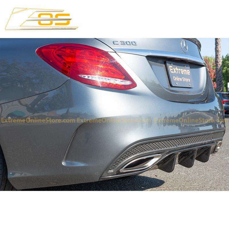 2015-18 Mercedes-Benz C-Class W205 AMG Carbon Fiber Rear Bumper Diffuser - Extreme Online Store