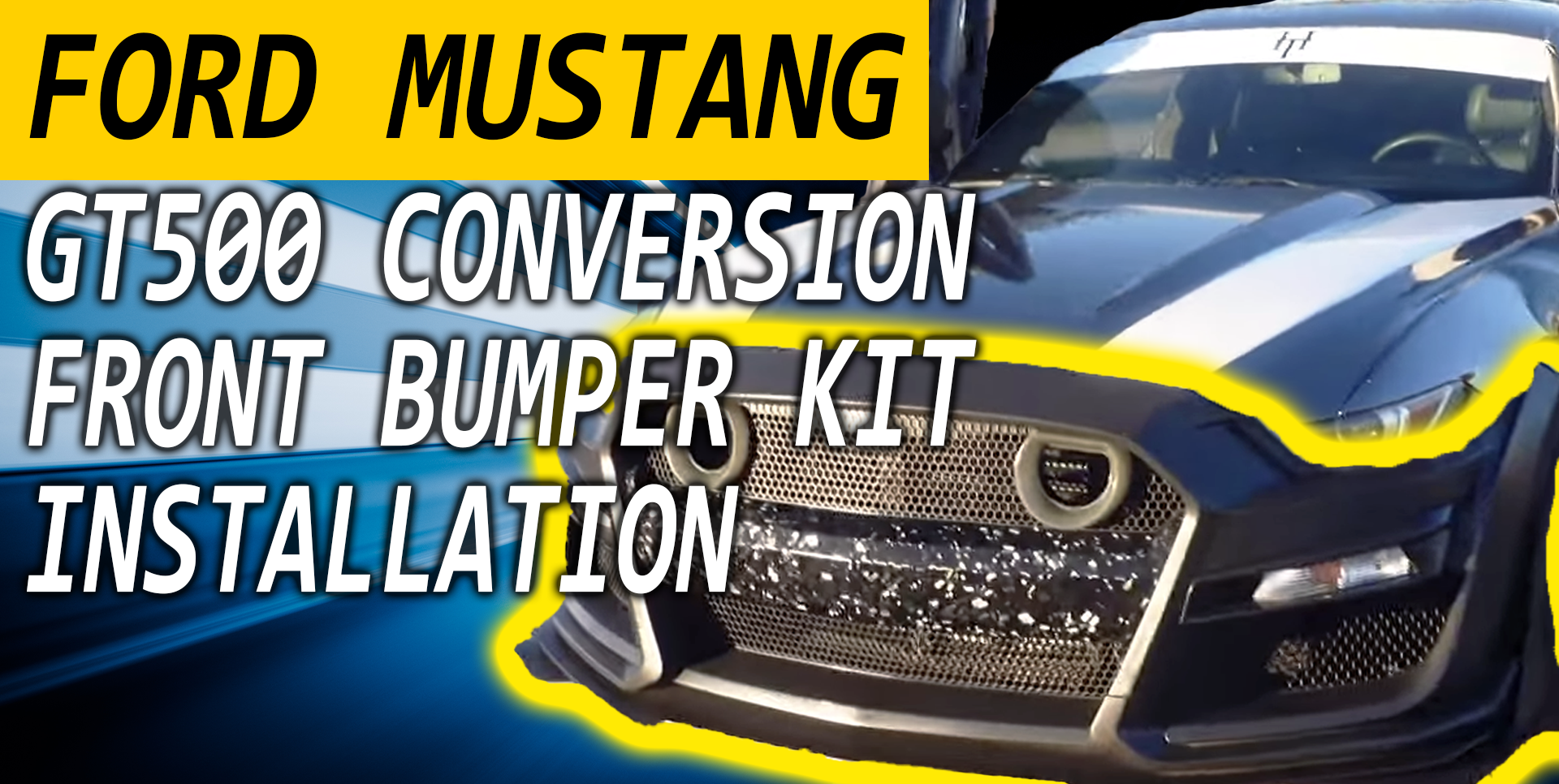 Fits 10-14 Mustang Front Bumper Cover Conversion Kit GT500 Style w/ Grille Lip