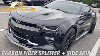 Extreme Online Store | 6th Camaro SS Carbon Fiber Front Side & Side Skirts Installed by @BrokeZL1