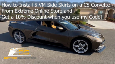 Extreme Online Store | C8 Corvette 5VM Carbon Fiber Side Skirts installed by @THECORVETTECHANNEL