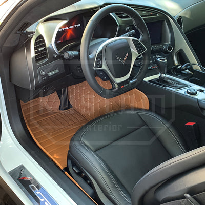 Corvette C7 Custom Premium Leather Interior Floor Mat Liners
