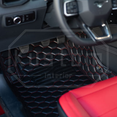 2010-14 Ford Mustang Premium Honeycomb Leather Floor Mat Liners