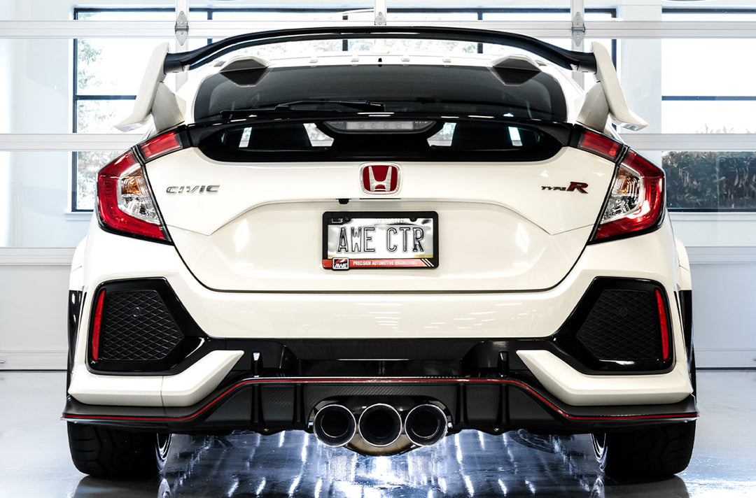 AWE Touring Edition Exhaust for FK8 Civic Type R (includes Front Pipe and DualPhase Mid Pipe) - Triple Chrome Silver Tips