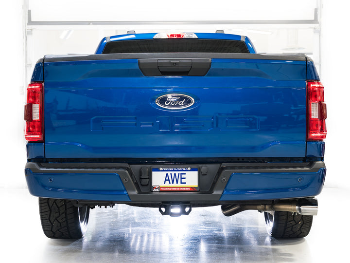 AWE 0FG Dual Side Exit Exhaust for Ford F-150 Regular Cab - 4.5" Chrome Silver Tips