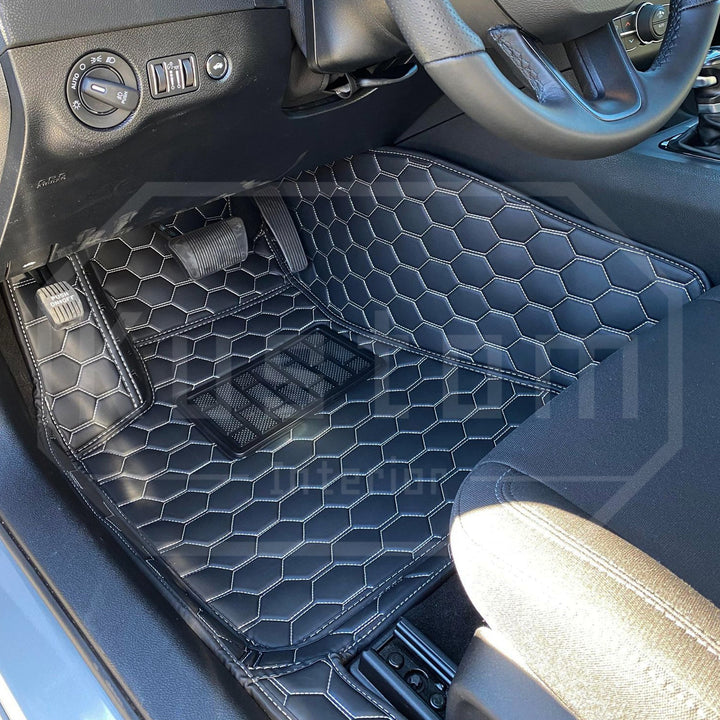 2015+ Dodge Charger Custom Honeycomb Leather Floor Mat Liners