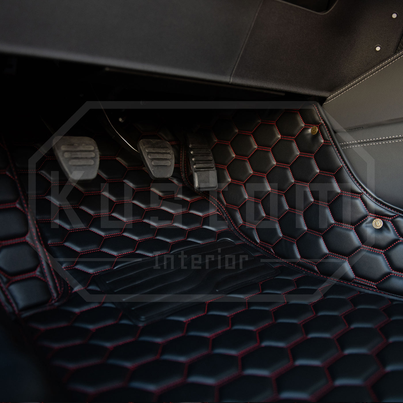 2015-Up Ford Mustang Premium Honeycomb Leather Floor Mat Liners
