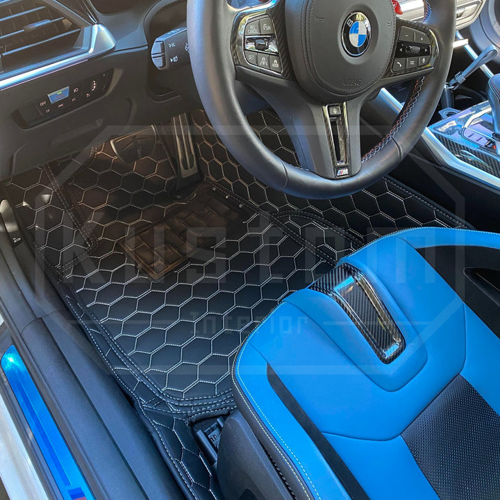 2021+ BMW G82 M4 / G80 M3 Honeycomb Leather Floor Mat