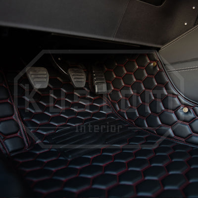 2010-14 Ford Mustang Premium Honeycomb Leather Floor Mat Liners