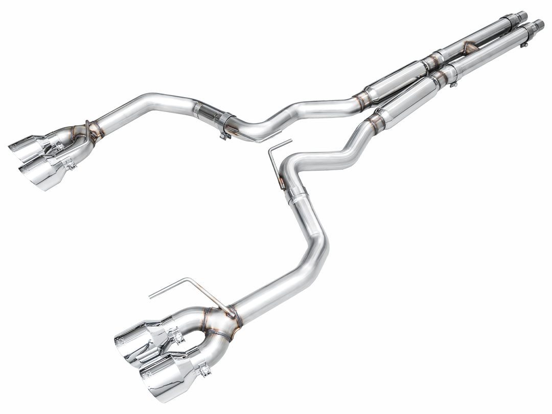 AWE Track Edition Exhaust for S650 Ford Mustang Dark Horse - Quad Chrome Silver Tips