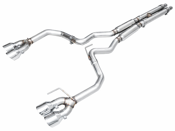 AWE Track Edition Exhaust for S650 Ford Mustang Dark Horse - Quad Chrome Silver Tips