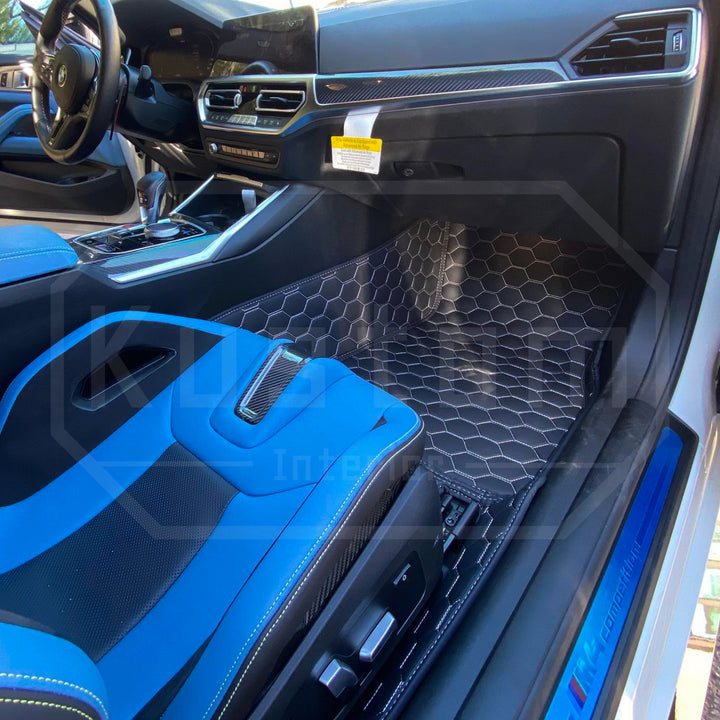 2021+ BMW G82 M4 / G80 M3 Honeycomb Leather Floor Mat