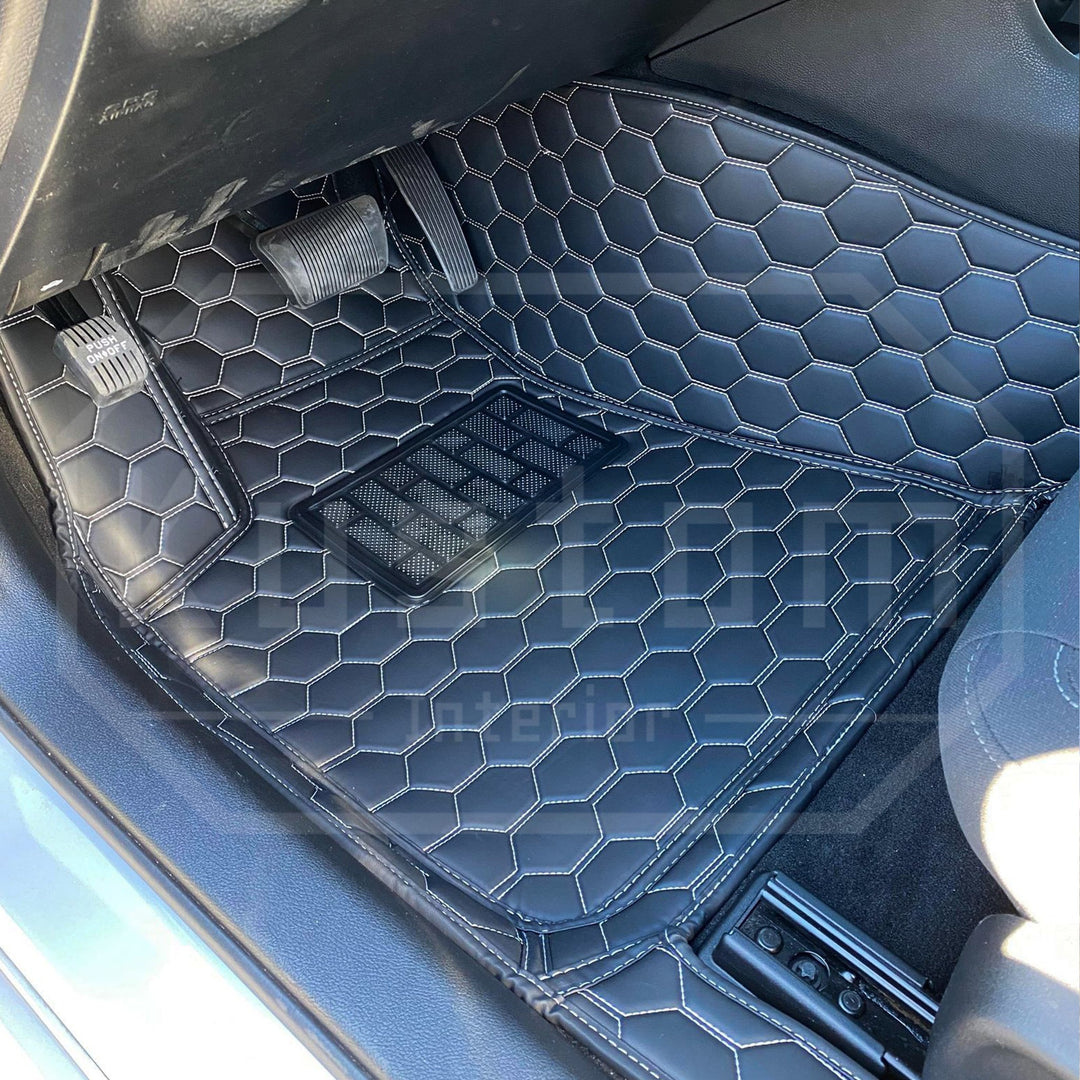 2015+ Dodge Charger Custom Honeycomb Leather Floor Mat Liners
