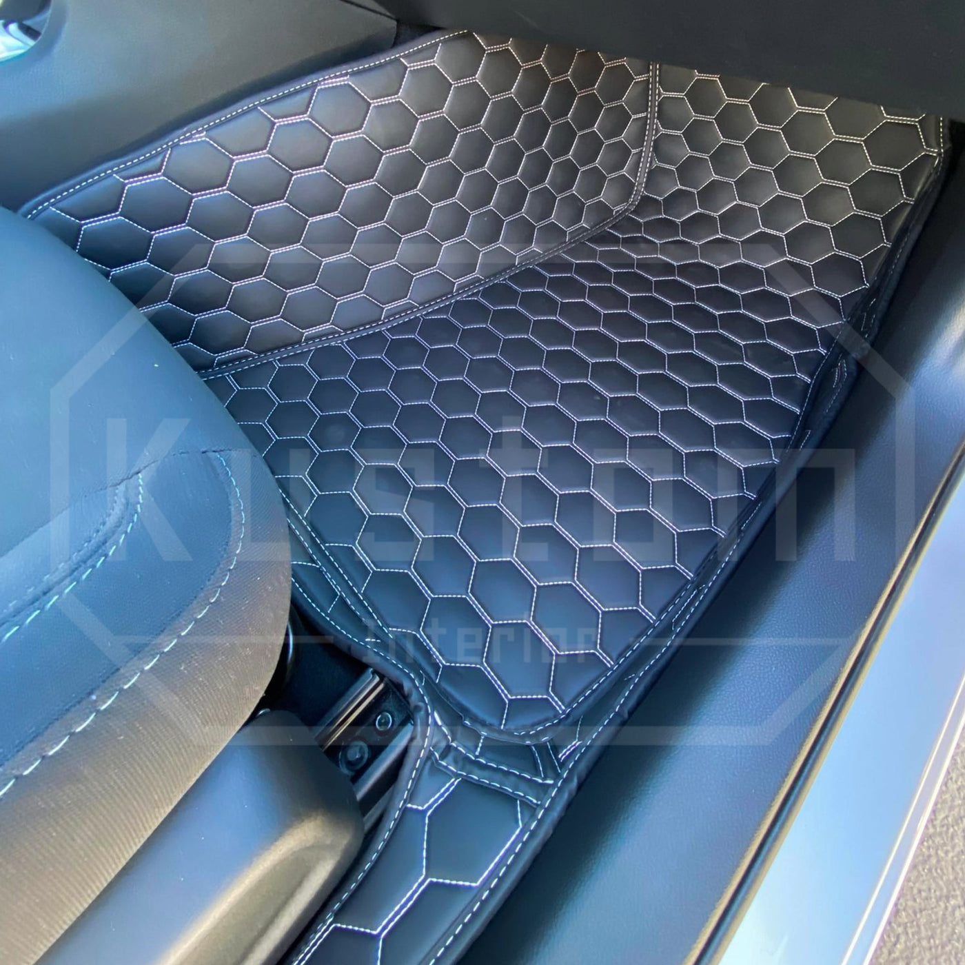2015+ Dodge Charger Custom Honeycomb Leather Floor Mat Liners
