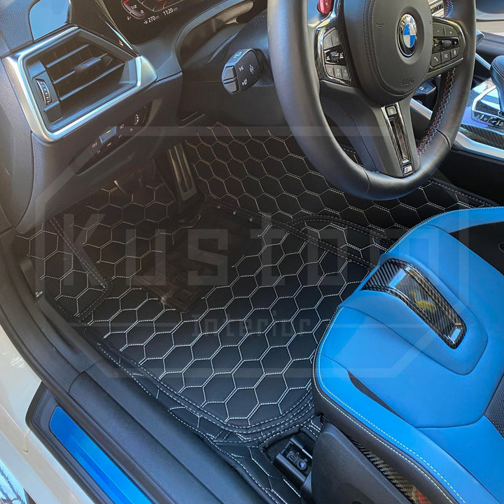 2021+ BMW G82 M4 / G80 M3 Honeycomb Leather Floor Mat
