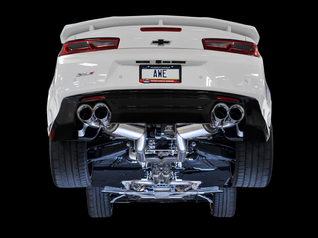 AWE Touring Edition Cat-back Exhaust for Gen6 Camaro SS / ZL1 / LT1 - Resonated - Chrome Silver Tips (Quad Outlet)