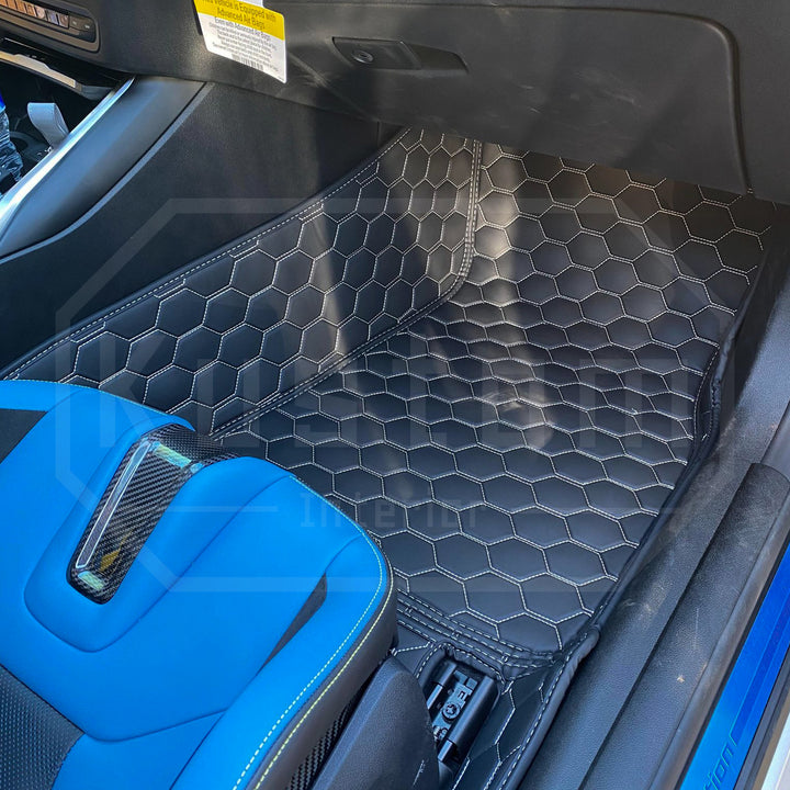 2021+ BMW G82 M4 / G80 M3 Honeycomb Leather Floor Mat