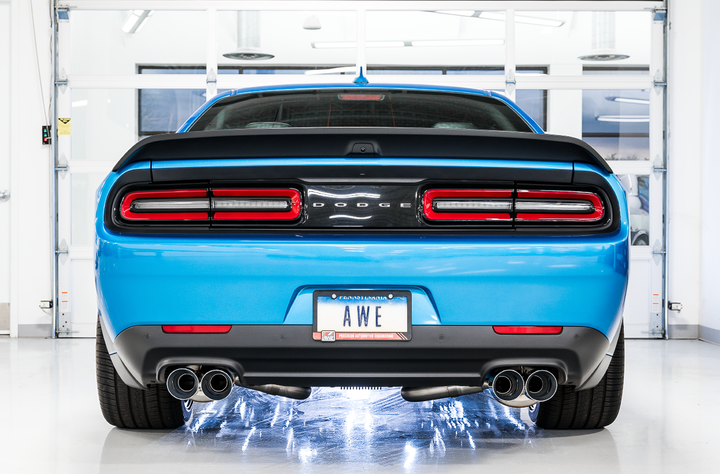 AWE Touring Edition Exhaust for 15+ Challenger 6.4 / 6.2 SC - Chrome Silver Quad Tips