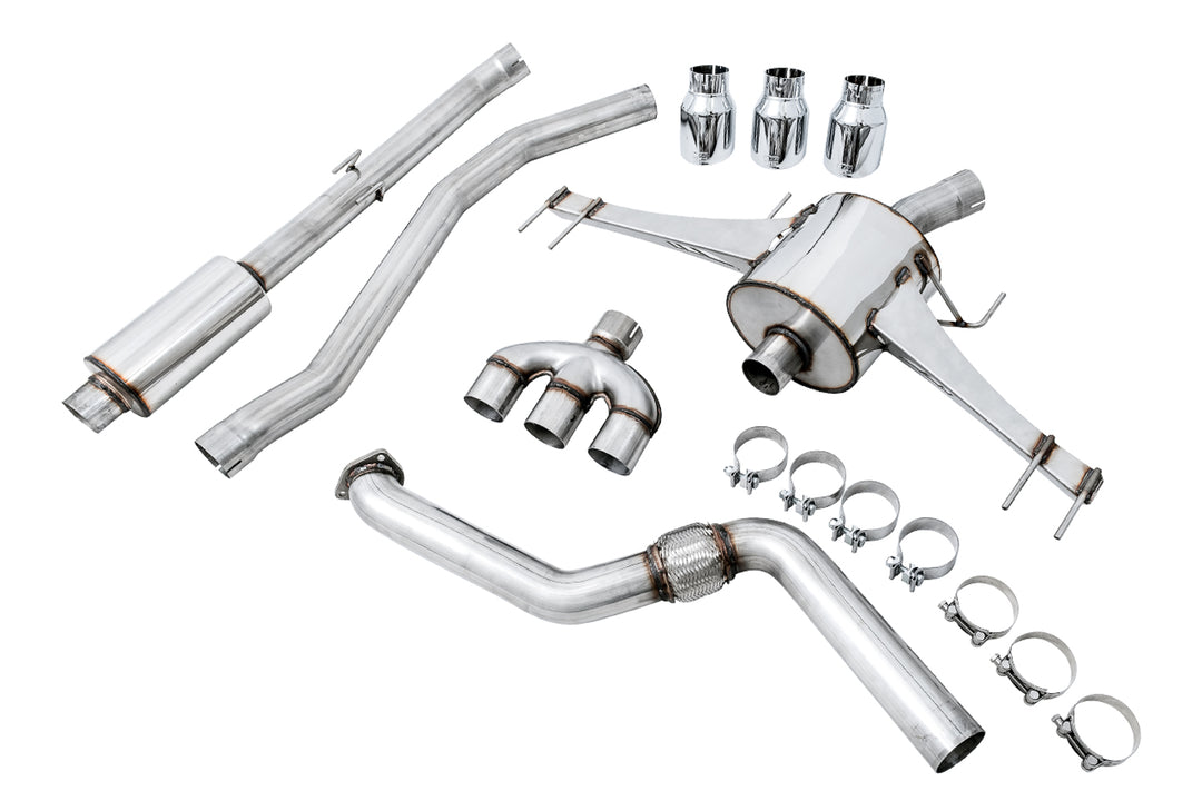 AWE Touring Edition Exhaust for FK8 Civic Type R (includes Front Pipe and DualPhase Mid Pipe) - Triple Chrome Silver Tips