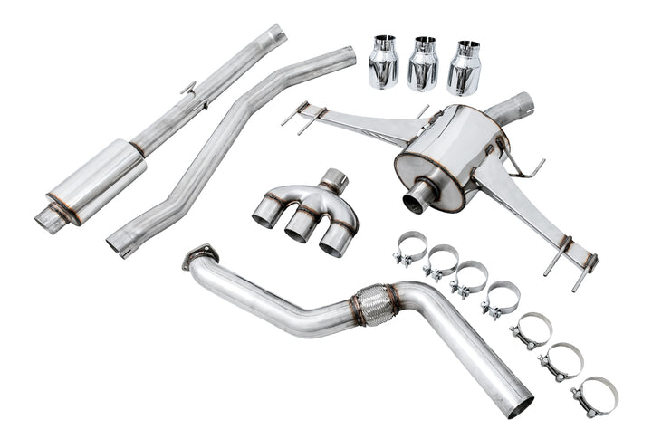 AWE Touring Edition Exhaust for FK8 Civic Type R (includes Front Pipe and DualPhase Mid Pipe) - Triple Chrome Silver Tips