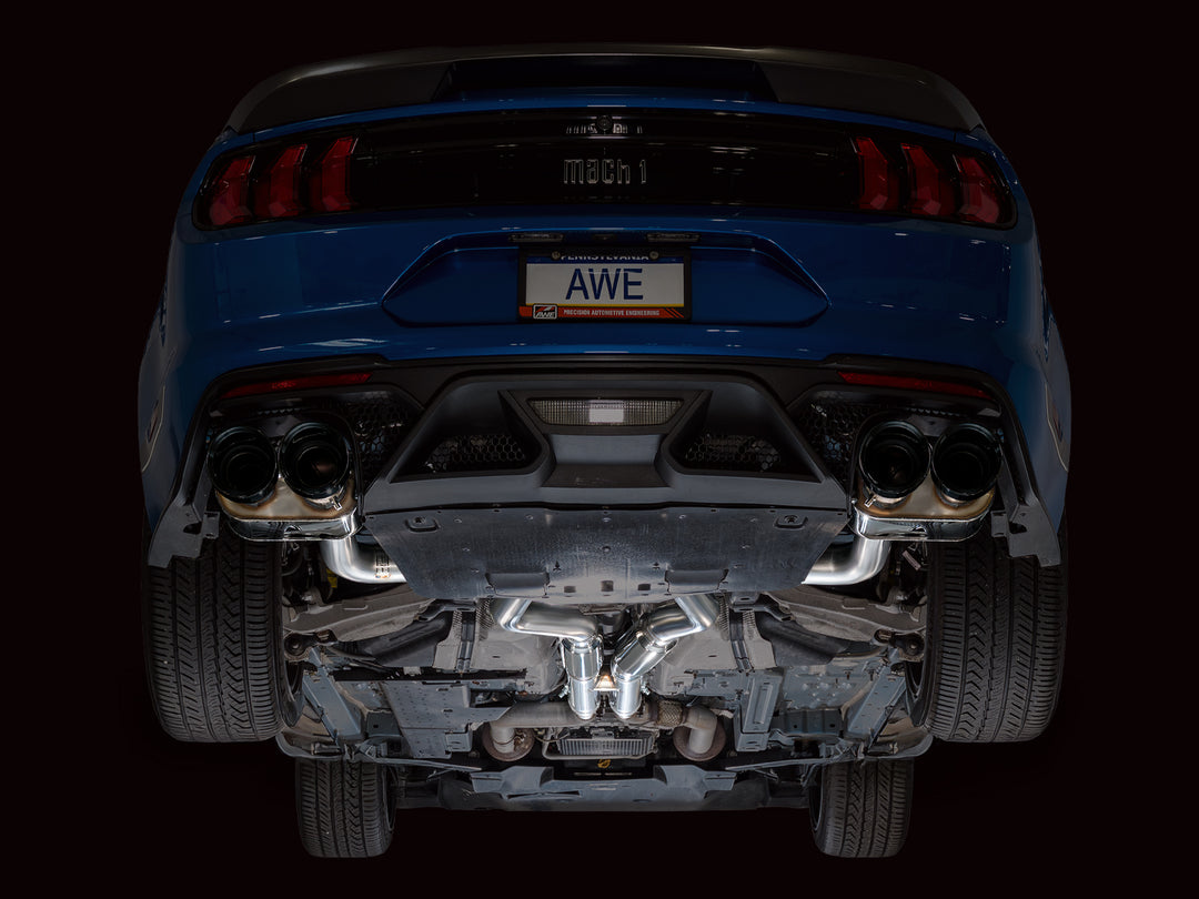 AWE SwitchPath™ Exhaust for Ford Mustang S550 Mach1 - Quad Diamond Black Tips