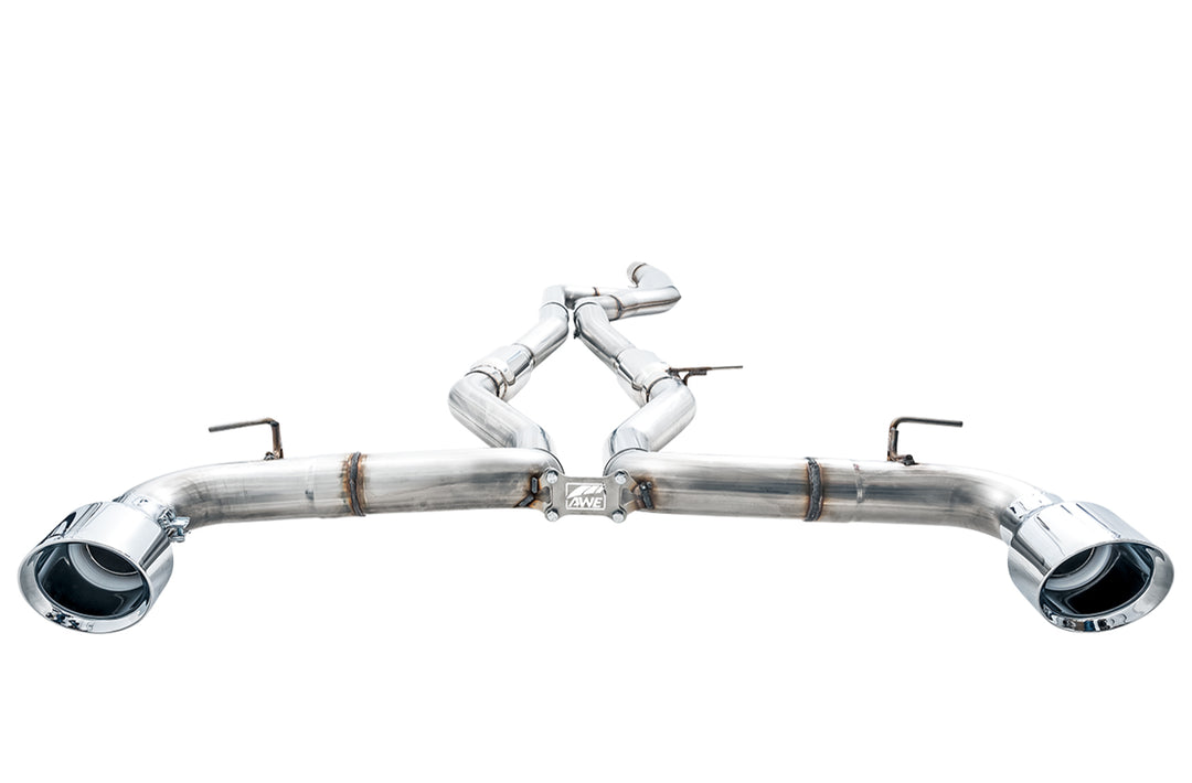 AWE Resonated Track Edition Exhaust for A90 Supra - 5" Chrome Silver Tips