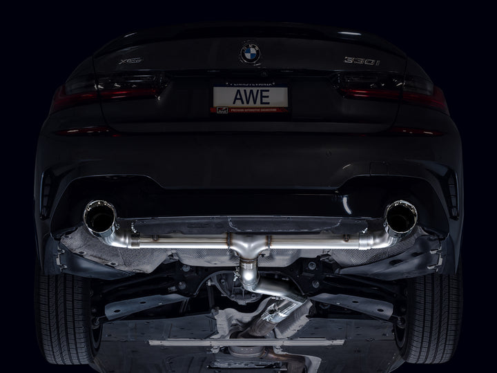 AWE Track Edition Axleback Exhaust for BMW G2X 330i/430i - Chrome Silver