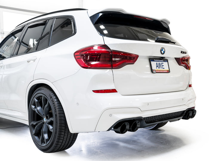 AWE Valved SwitchPath™ Axleback Exhaust for BMW F97 X3 M / F98 X4 M - Diamond Black Tips