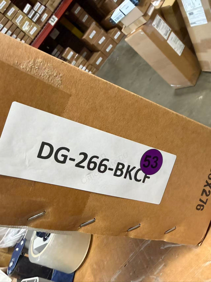 Actual outlet unit DG-266-BKCF-C-53 - shipping box with item label as received