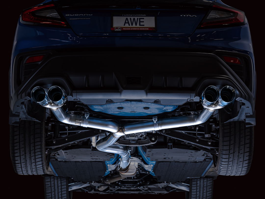AWE Track Edition Exhaust for VB Subaru WRX - Chrome Silver Tips