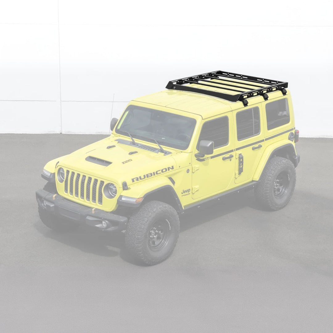 2018-Up Jeep Wrangler | Carbon Steel Black Half-Length Roof Cargo Rack Ladder