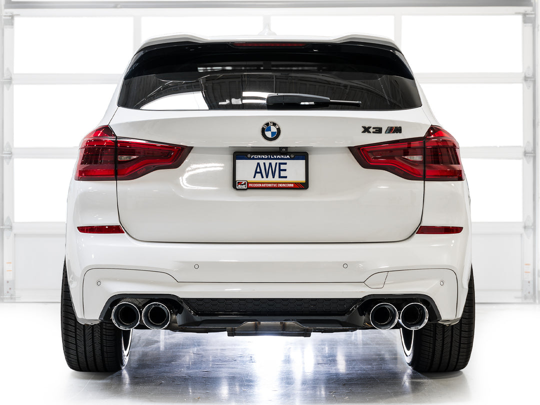 AWE Valved SwitchPath™ Axleback Exhaust for BMW F97 X3 M / F98 X4 M - Chrome Silver Tips