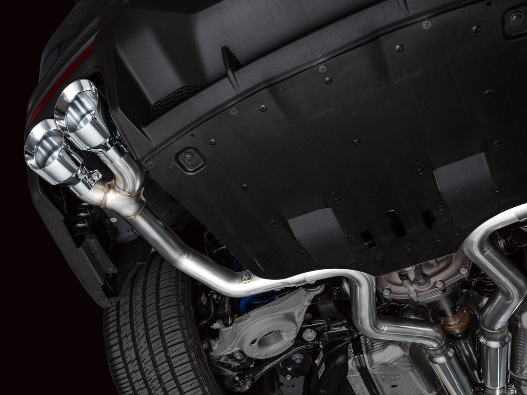 AWE Track Edition Exhaust for S650 Ford Mustang Dark Horse - Quad Chrome Silver Tips