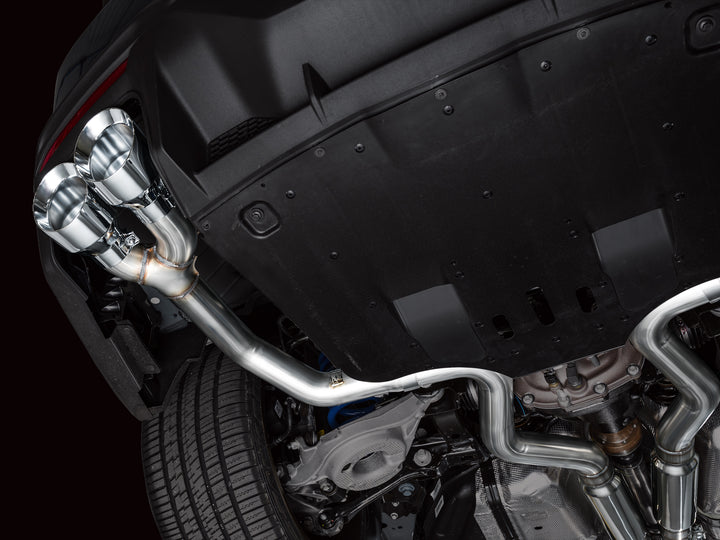 AWE Track Edition Exhaust for S650 Ford Mustang Dark Horse - Quad Chrome Silver Tips