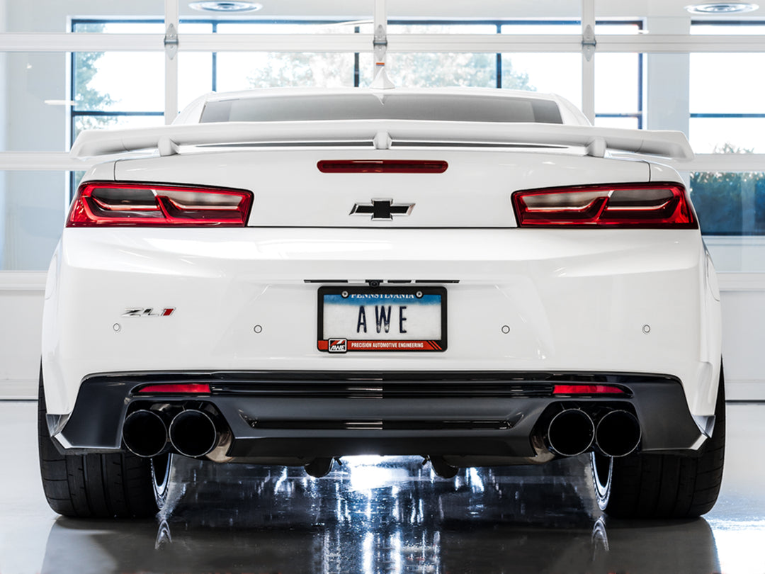AWE Track Edition Axle-back Exhaust for Gen6 Camaro SS / ZL1 / LT1 - Diamond Black Tips (Quad Outlet)