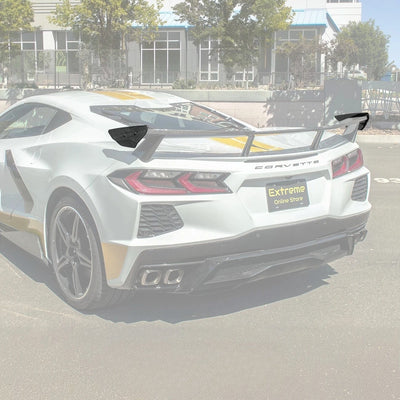 2020-Up Corvette C8 GM Factory Style DRY CARBON FIBER Rear Spoiler Side Winglets