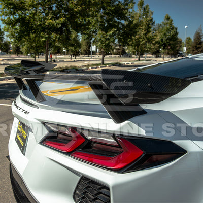 2020-Up Corvette C8 GM Factory Style DRY CARBON FIBER Rear Spoiler Side Winglets