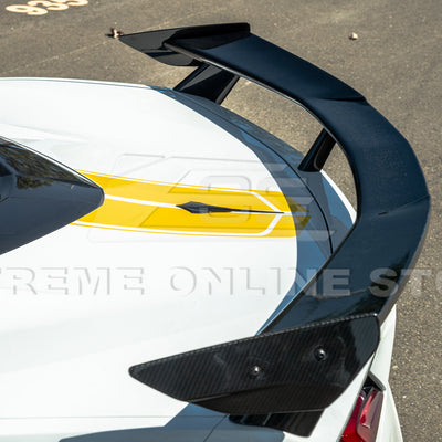 2020-Up Corvette C8 GM Factory Style DRY CARBON FIBER Rear Spoiler Side Winglets