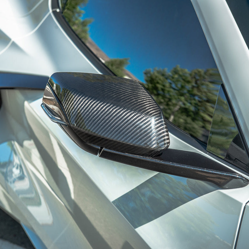 Corvette C8 DRY CARBON FIBER Upper Mirror Covers