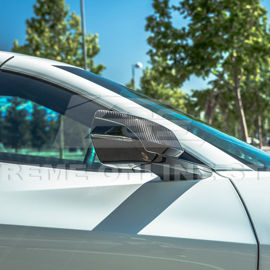 Corvette C8 DRY CARBON FIBER Upper Mirror Covers