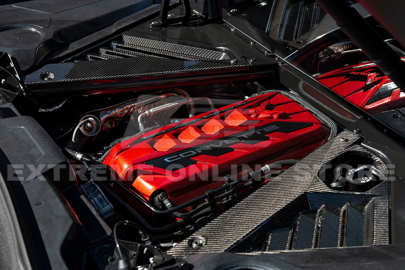 Corvette C8 Carbon Fiber Coupe Engine Bay Panel & Corner Vent Cover