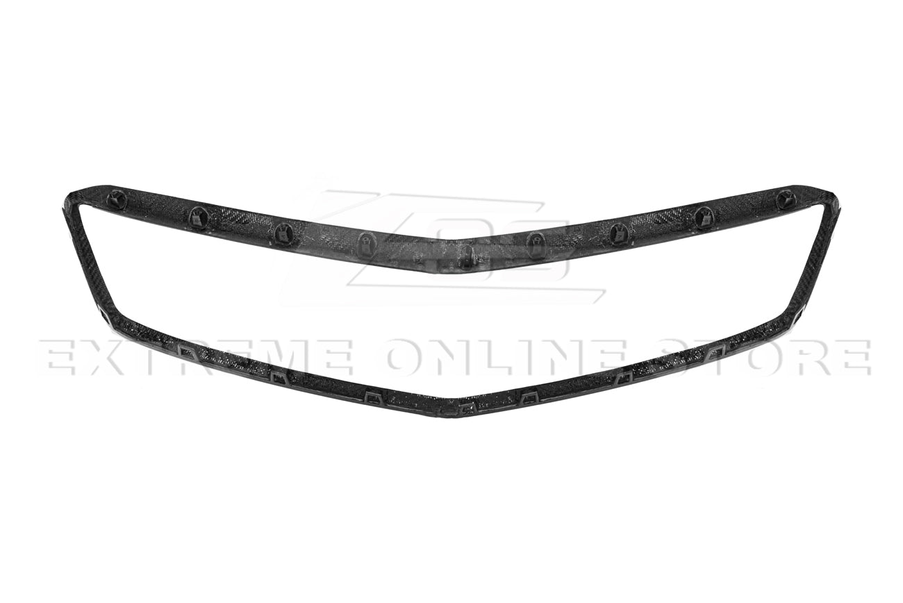 Extreme Online Store Carbon Fiber Front Grille Accent Bezel Insert For 2016-2019 Cadillac CTS-V – Black/Silver, 2 Pieces