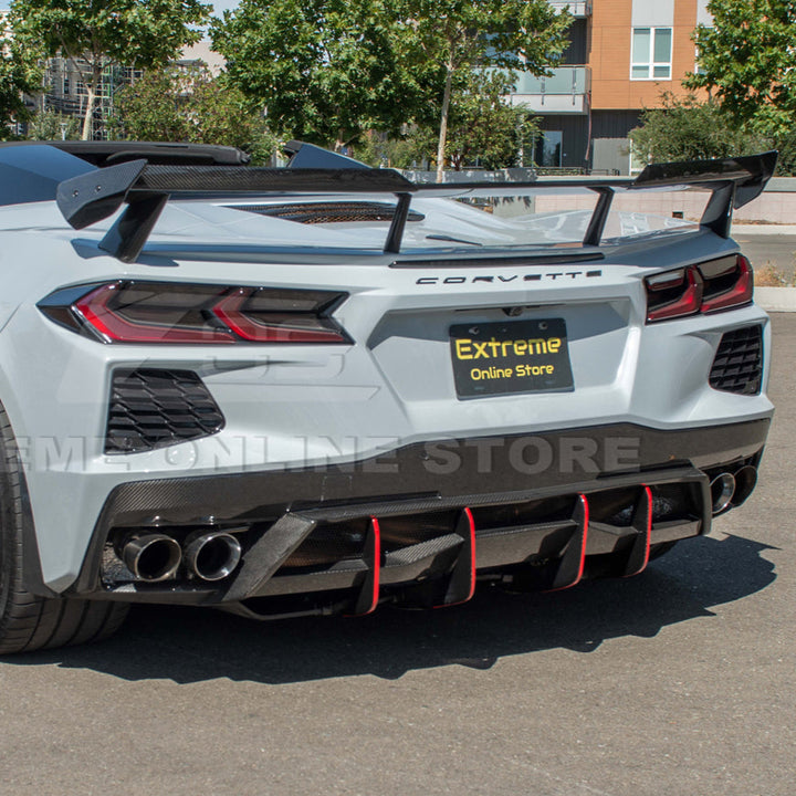 Corvette C8 Z51 DRY CARBON FIBER Rear Spoiler Add-On Wickers Extension