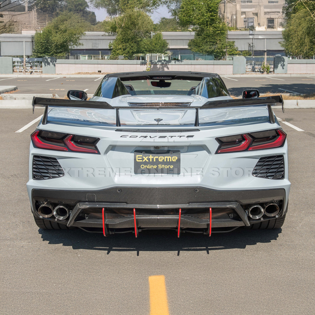 Corvette C8 Z51 DRY CARBON FIBER Rear Spoiler Add-On Wickers Extension