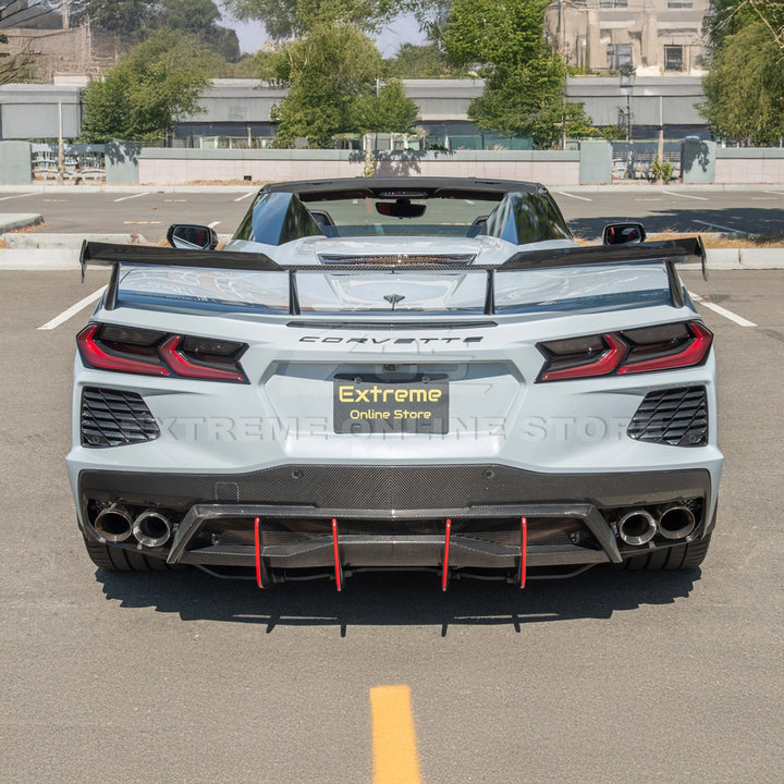 Corvette C8 Z51 DRY CARBON FIBER Rear Spoiler Add-On Wickers Extension