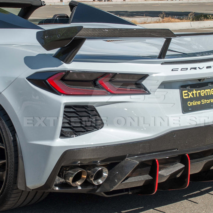 Corvette C8 Z51 DRY CARBON FIBER Rear Spoiler Add-On Wickers Extension