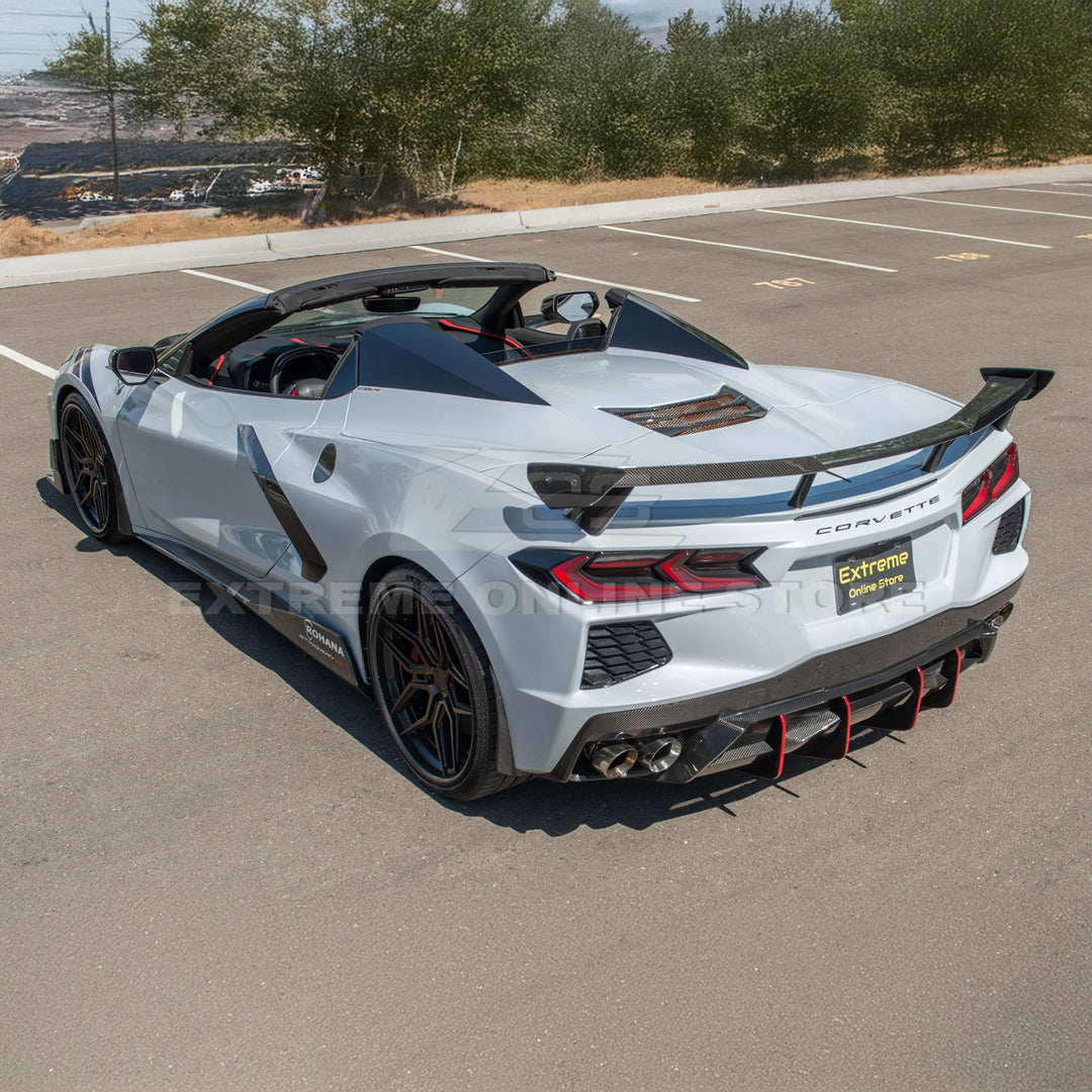 Corvette C8 Z51 DRY CARBON FIBER Rear Spoiler Add-On Wickers Extension