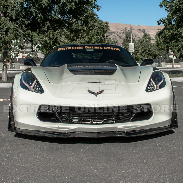 Corvette C7 Stage 3 DRY CARBON FIBER Front Splitter Wickerbill Extension Winglets